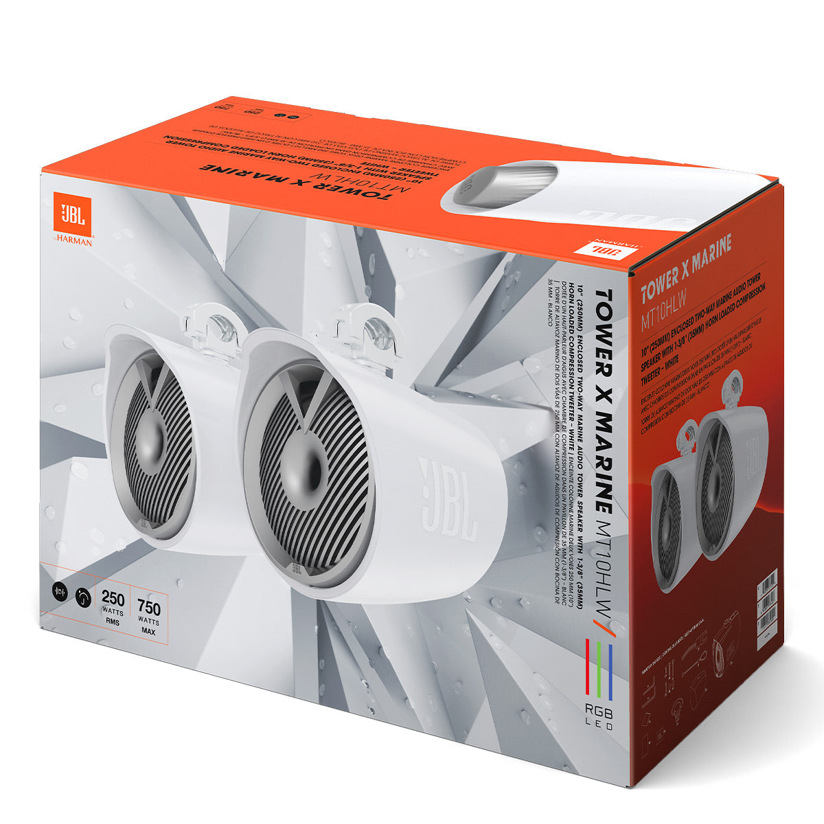 JBL Tower X Marine MT10HLW 10 InchTwo-Way Marine Tower Speakers - Pair