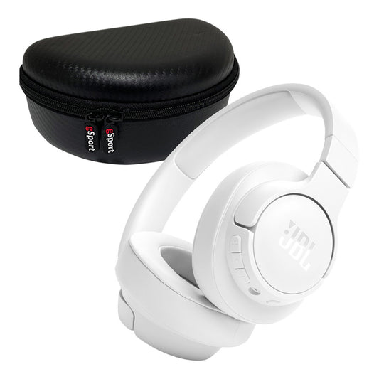 JBL Tune 720BT Wireless Over Ear Bluetooth Headphone Bundle with gSport Case (White)
