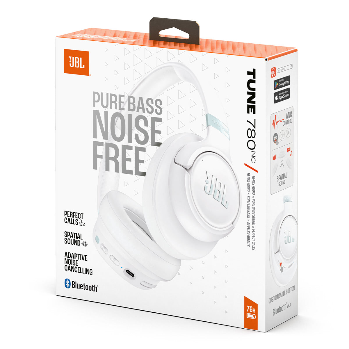 JBL Tune 780NC Active Noise Cancelling Over Ear Bluetooth Headphones (White)