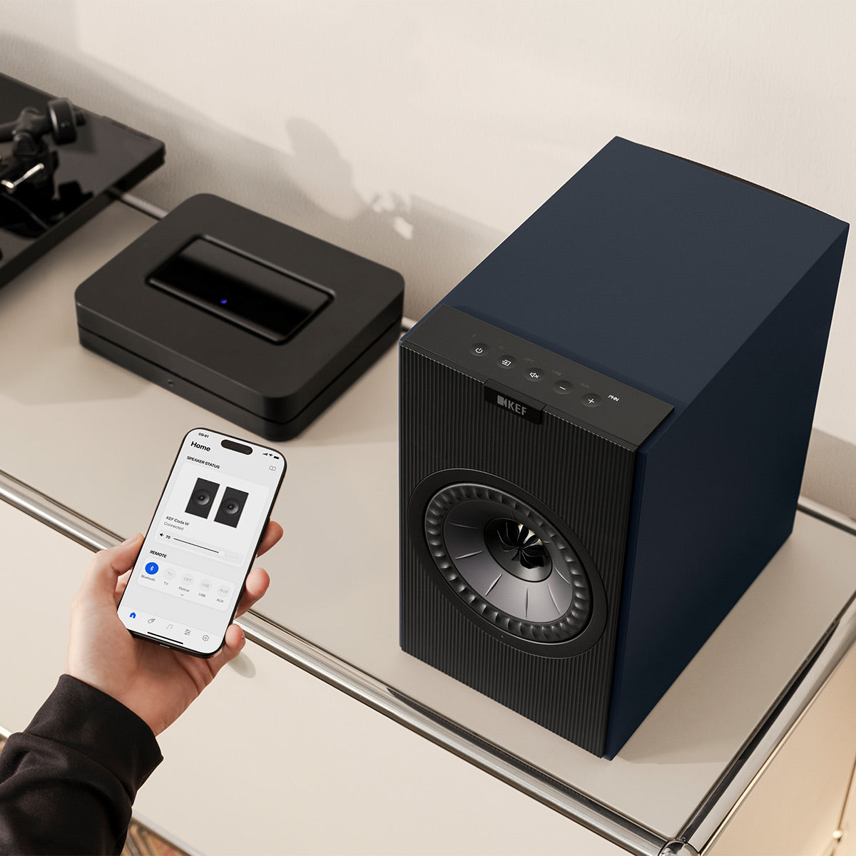 KEF Coda W Bluetooth Bookshelf Speakers - Pair (Midnight Blue)