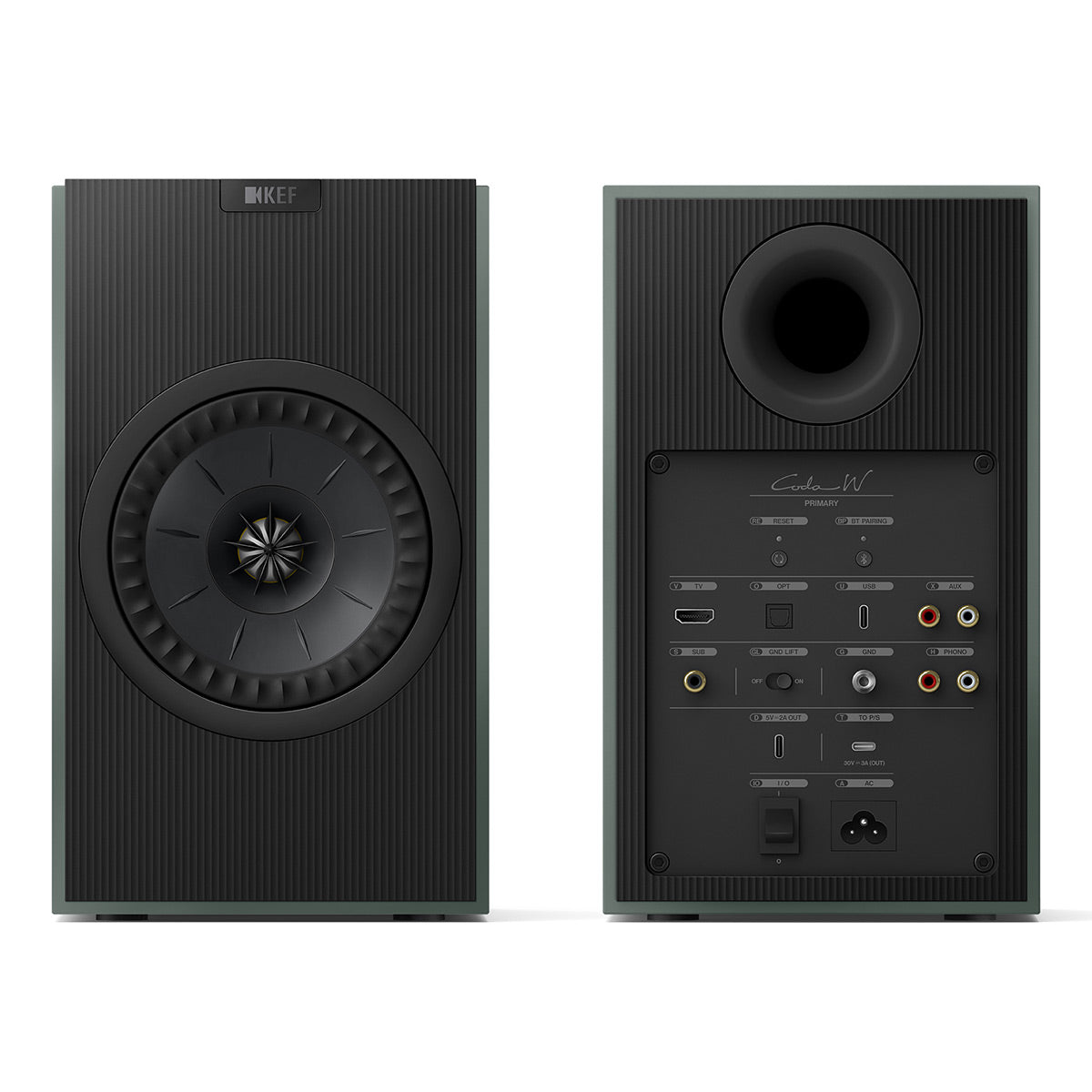 KEF Coda W Bluetooth Bookshelf Speakers - Pair (Moss Green)