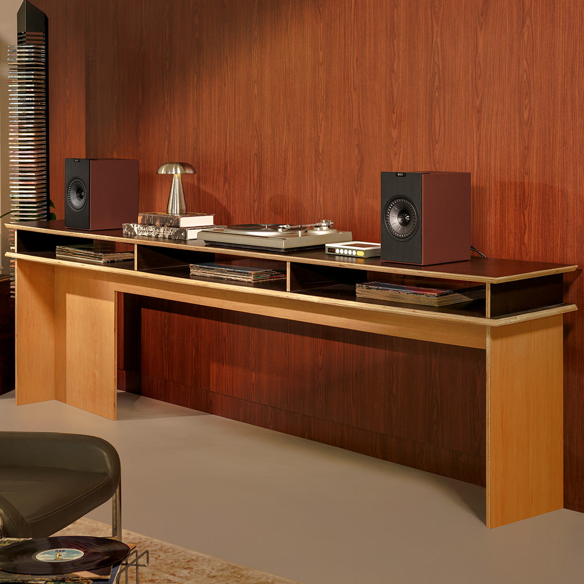 KEF Coda W Bluetooth Bookshelf Speakers - Pair (Vintage Burgundy)