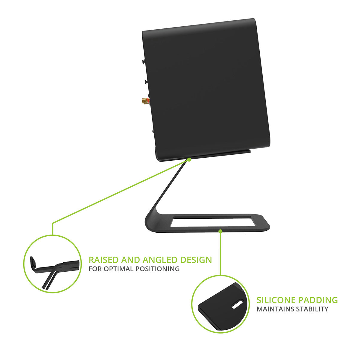 Kanto Elevated Desktop Speaker Stands for Midsize Speakers - Pair (Black)