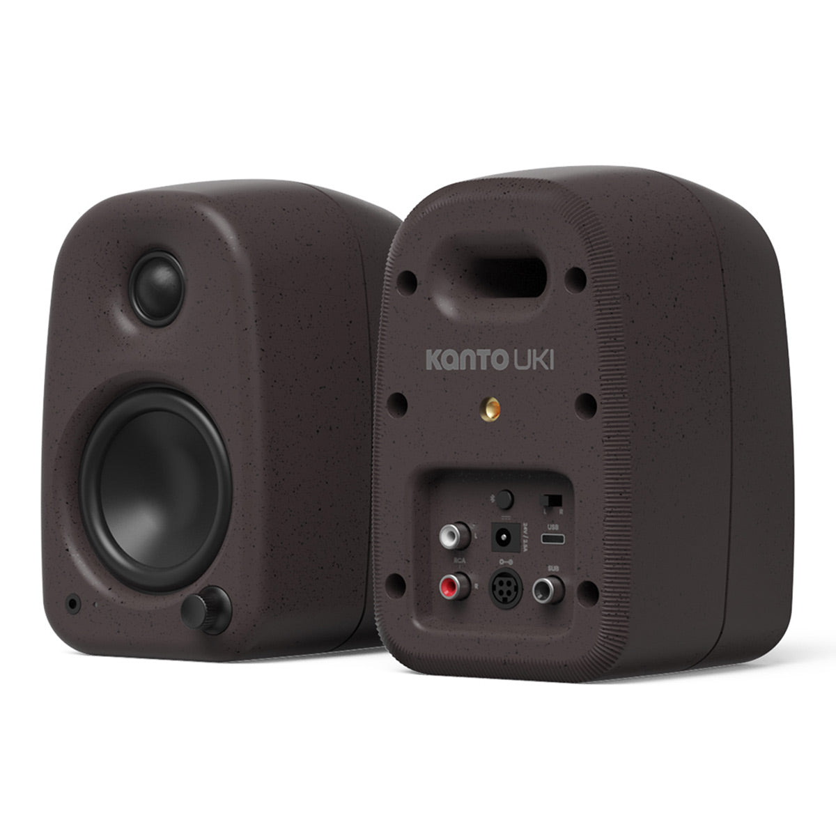 Kanto UKI Bluetooth Speakers Bundle with AudioQuest Jack Russell Subwoofer Cable - 4m (Pumice)