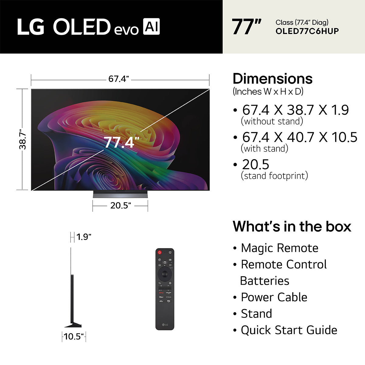 LG OLED77C6HUP 77" OLED evo AI C6H 4K Smart TV