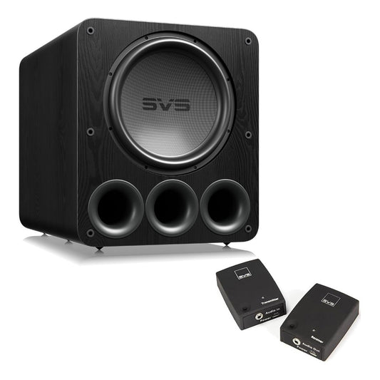 SVS PB-5000 15 Inch Ported Powered Subwoofer with SoundPath Wireless Audio Adapter (Black Ash)