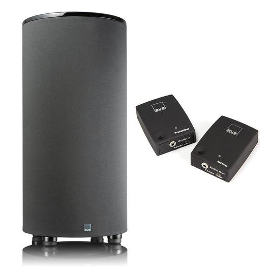 SVS PC-2000 Pro 12 Inch Ported Cylinder Subwoofer with SoundPath Wireless Audio Adapter (Piano Gloss Black)