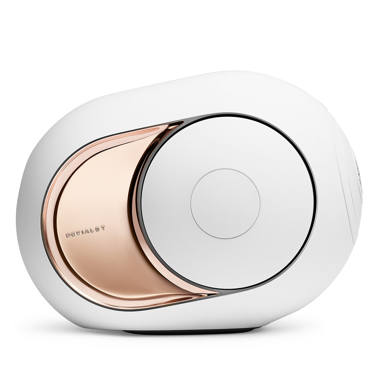 Devialet Phantom I 108dB High-End Wireless Speaker (Gold) with Tree Stand for Phantom I (Matte White) - Each