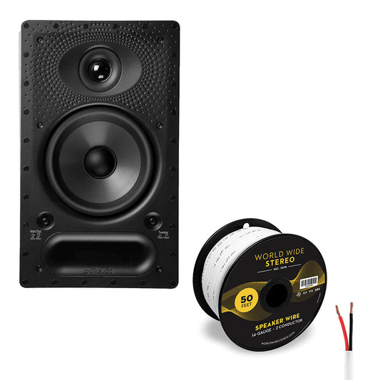 Polk Audio 65-RT Vanishing In Wall Speaker with 14 Gauge Speaker Wire - 50 Feet