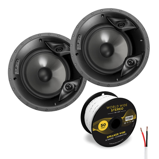 Polk Audio 80F/X-LS Vanishing 8" In Ceiling Speaker Pair with 14 Gauge Speaker Wire - 50 Feet
