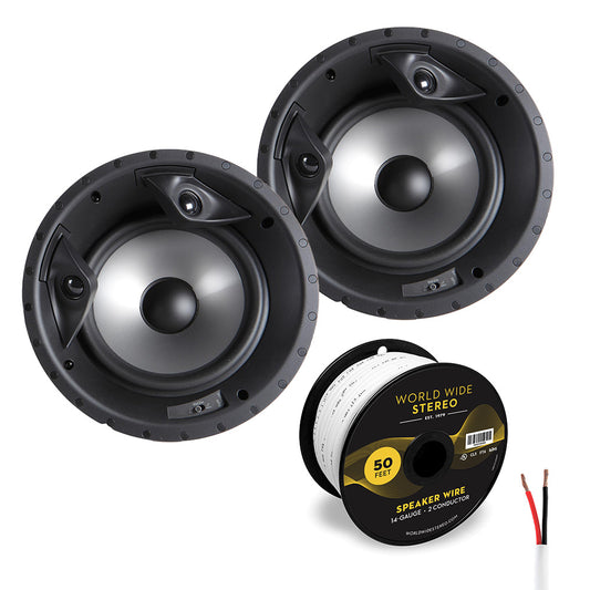 Polk Audio 80F/X-RT Vanishing 8" In Ceiling Speaker Pair with 14 Gauge Speaker Wire - 50 Feet