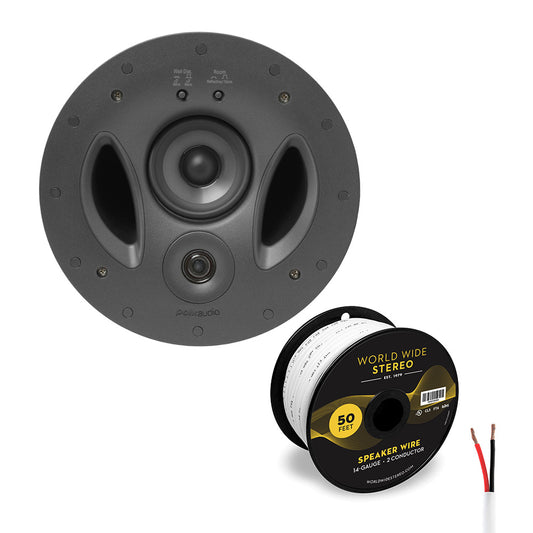 Polk Audio 90-RT Vanishing 9" In Ceiling 3 Way Speaker with 14 Gauge Speaker Wire - 50 Feet