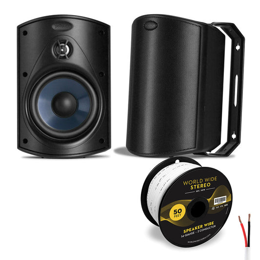 Polk Audio Atrium 4 All Weather Outdoor Loudspeaker Cable Bundle - Pair (Black)