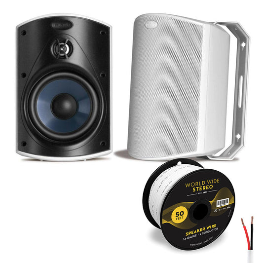 Polk Audio Atrium 4 All Weather Outdoor Loudspeaker Cable Bundle - Pair (White)