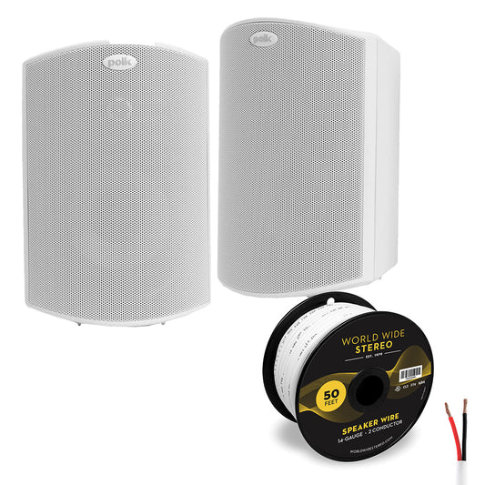 Polk Audio Atrium 6 All Weather Outdoor Loudspeaker Cable Bundle - Pair (White)