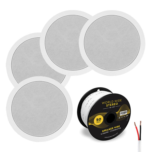 Polk Audio MC 60 6.5 Inch In Ceiling Speaker Cable Bundle (4 Pack)