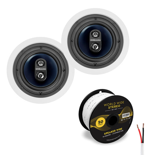 Polk Audio RC6s In Ceiling Speakers Cable Bundle (Pair)