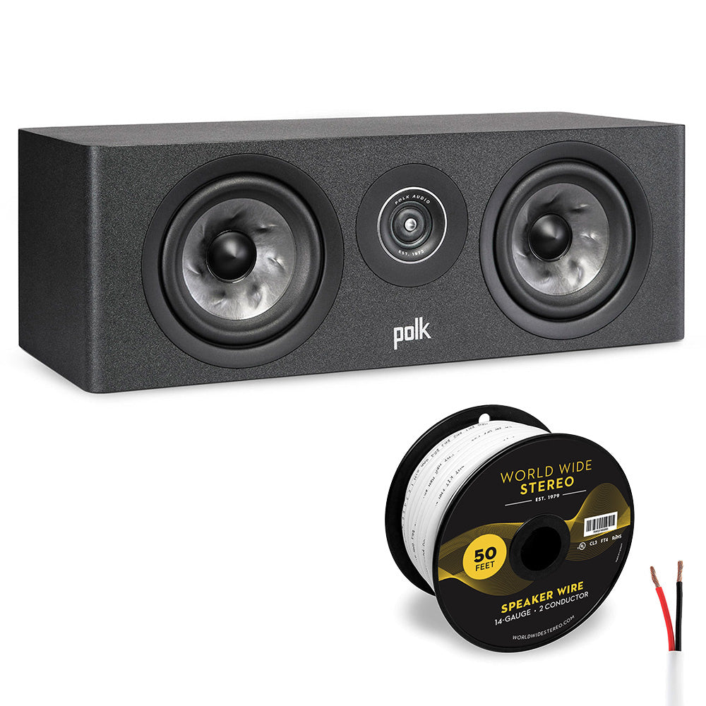 Polk Audio Reserve R300 Center Channel Speaker Cable Bundle (Black)