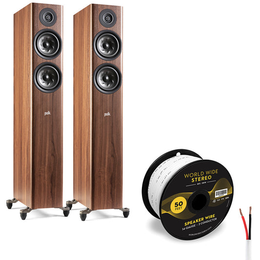 Polk Audio Reserve R500 Floorstanding Speaker Cable Bundle (Walnut)