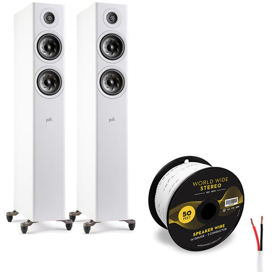 Polk Audio Reserve R500 Floorstanding Speaker Cable Bundle (White)