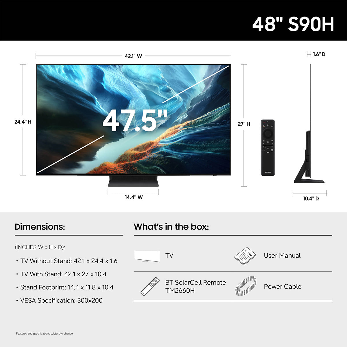 Samsung QN48S90HAEXZA S90H 48 Inch 4K OLED TV