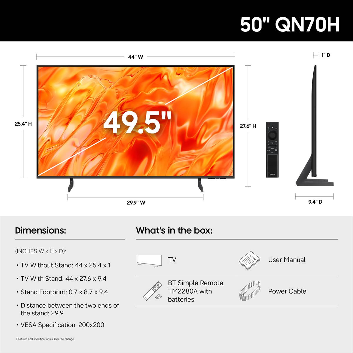 Samsung QN50QN70HAFXZA QN70H 50 Inch 4K NeoQLED TV
