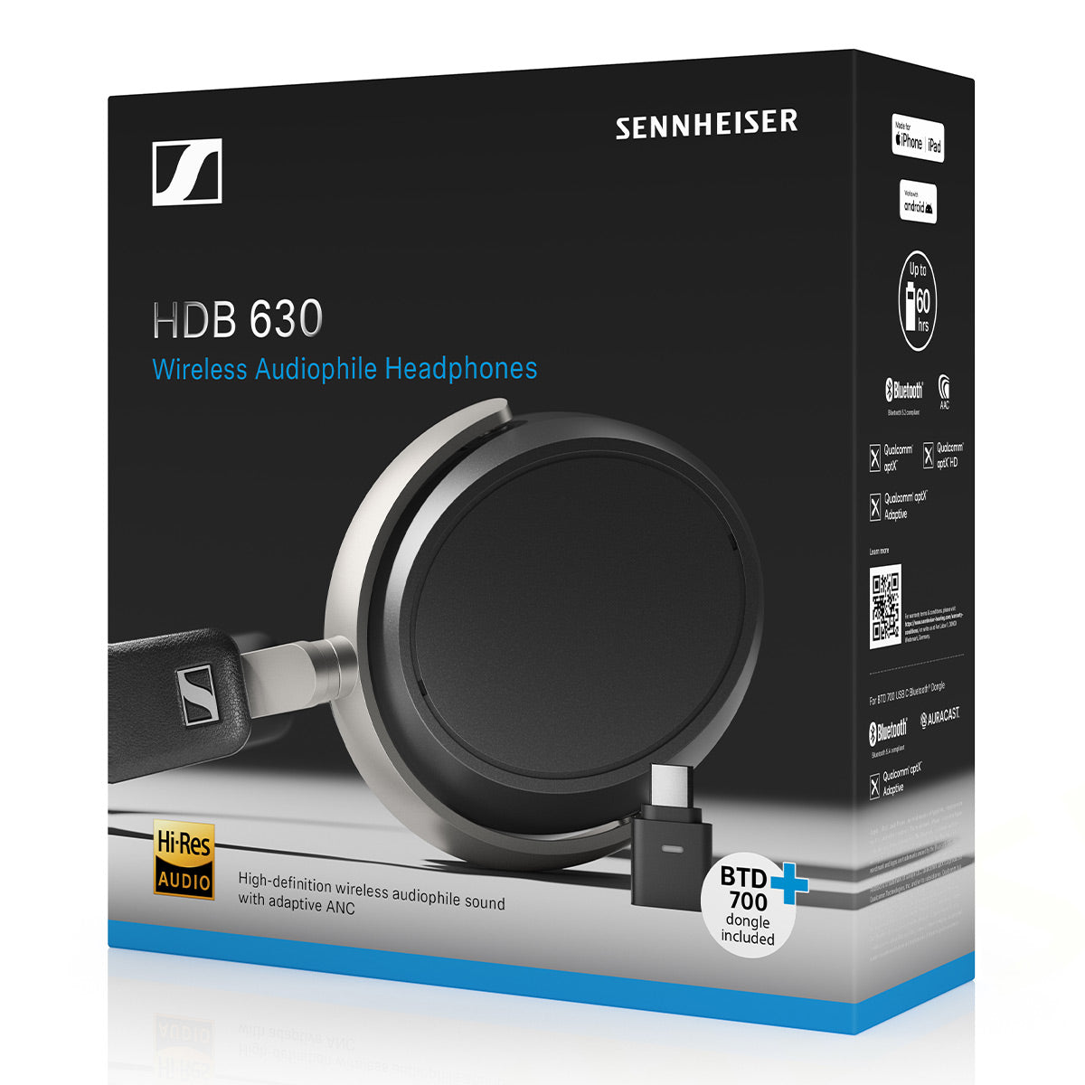 Sennheiser HDB 630 Noise Cancelling Wireless Headphones with Bluetooth® Adapter