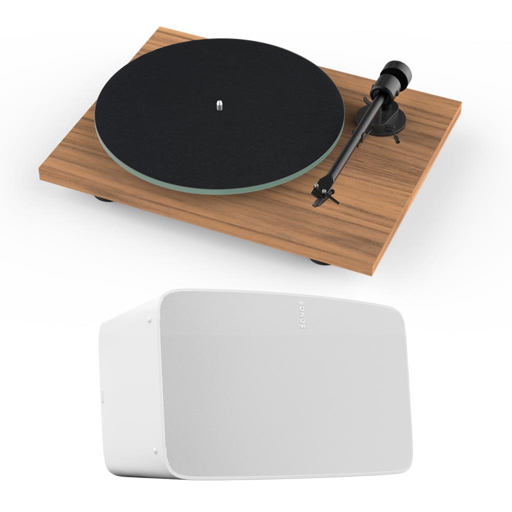 Sonos Five Wireless Speaker and T1 Evo Phono Turntable (White