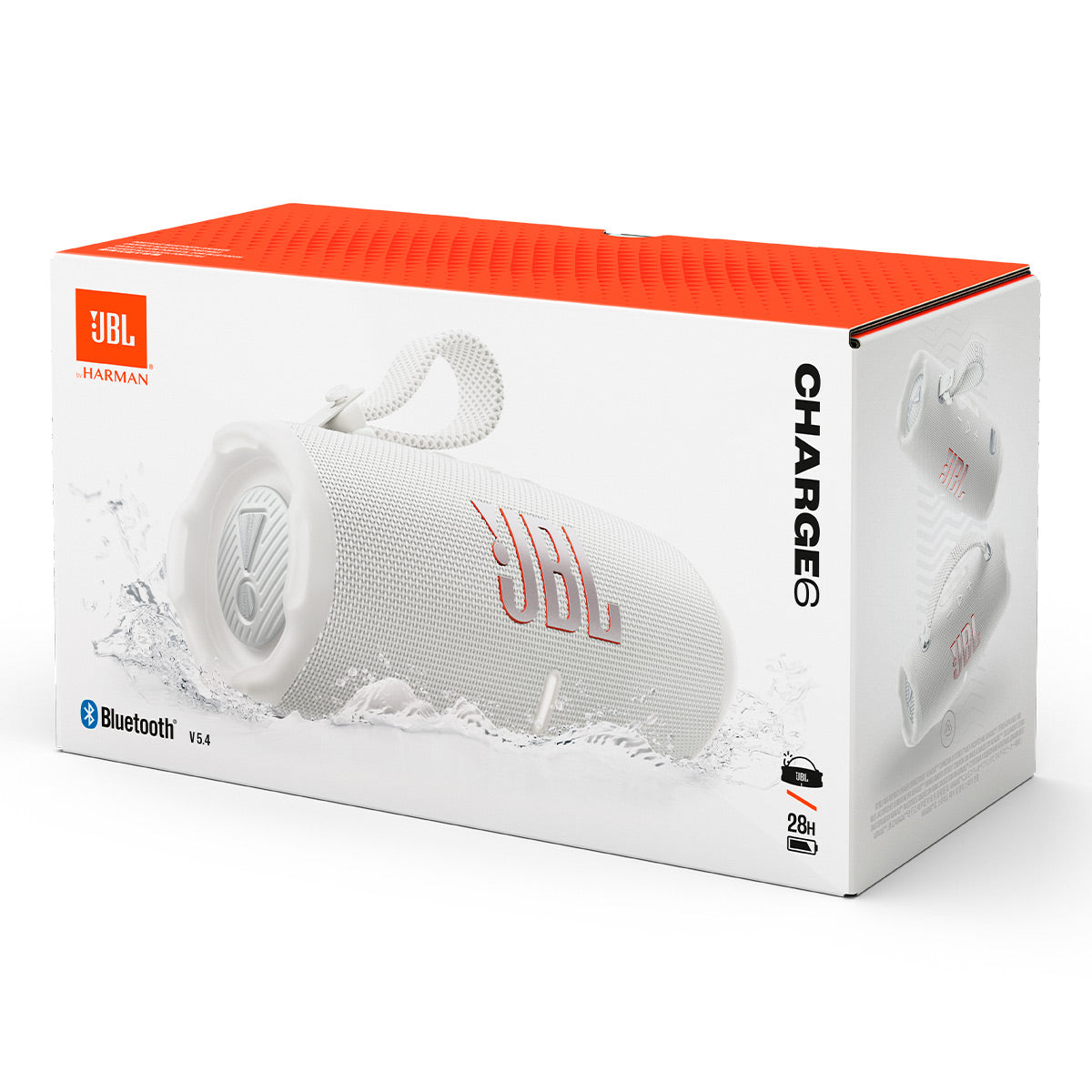 JBL Charge 6 Waterproof Portable Speaker Bundle with gSport Silicone Sleeve (White)