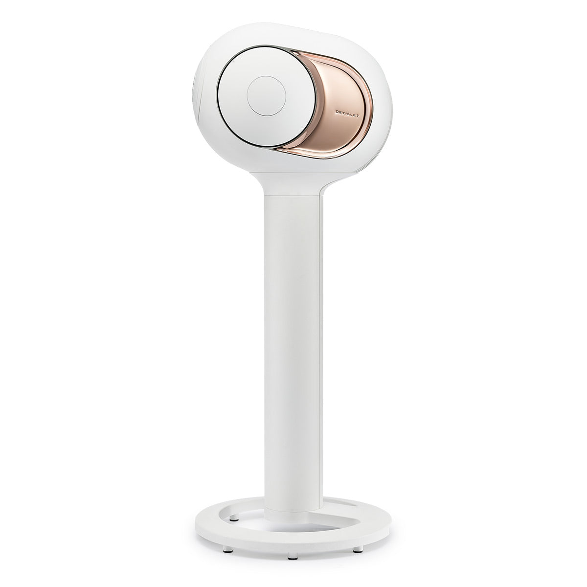 Devialet Phantom I 108dB High-End Wireless Speaker (Gold) with Tree Stand for Phantom I (Matte White) - Each