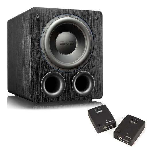 SVS PB-3000 13 Inch Ported Subwoofer with SoundPath Wireless Audio Adapter (Premium Black Ash)