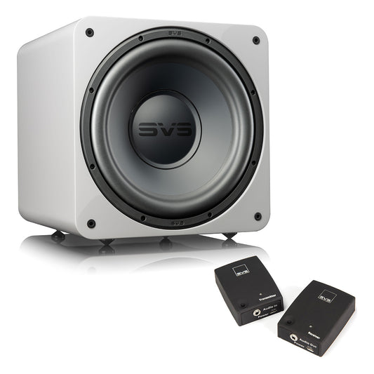 SVS SB-1000 Pro 10 Inch Sealed Subwoofer with SoundPath Wireless Audio Adapter (Piano Gloss White)