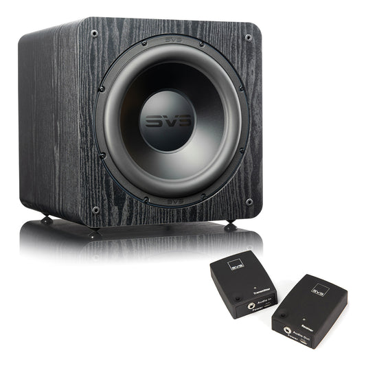 SVS SB-2000 Pro 12 Inch Sealed Subwoofer with DSP Control and SoundPath Wireless Audio Adapter (Black Ash)