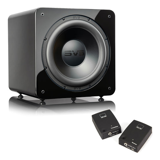 SVS SB-2000 Pro 12 Inch Sealed Subwoofer with DSP Control and SoundPath Wireless Audio Adapter (Piano Gloss Black)