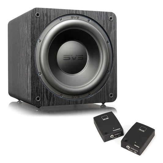 SVS SB-3000 13 Inch Sealed Subwoofer with SoundPath Wireless Audio Adapter (Black Ash)