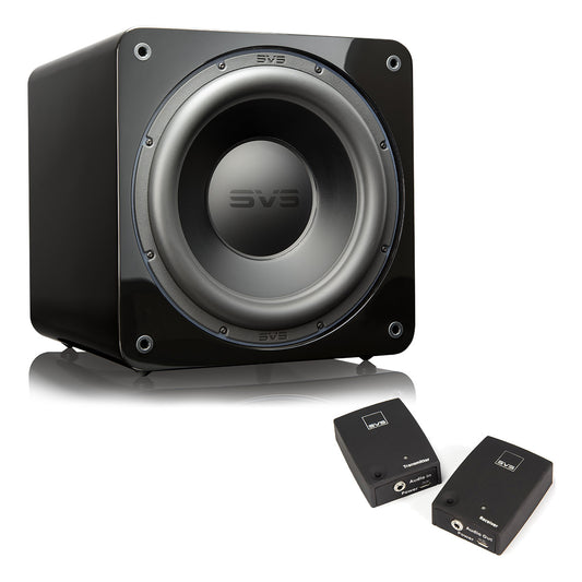 SVS SB-3000 13 Inch Sealed Subwoofer with SoundPath Wireless Audio Adapter (Piano Gloss Black)