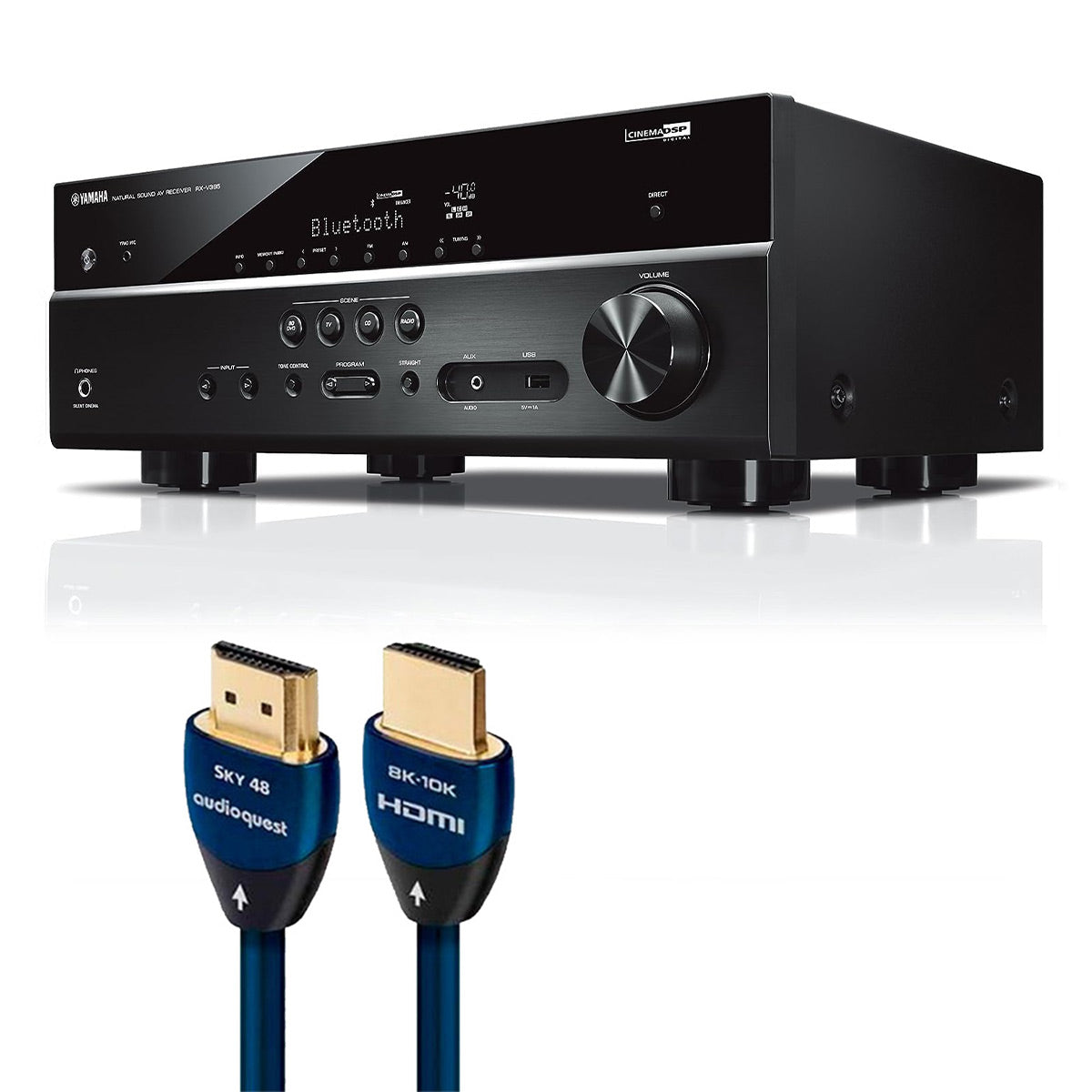 Yamaha RX-V385BL 5.1 Channel AV Receiver with AudioQuest SKY 3m