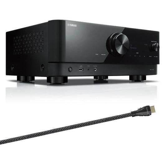 Yamaha RX-V4 5.2 Channel AV Receiver with Sanus Ultra High Speed 8K 6.56 ft. HDMI 2.1 Cable