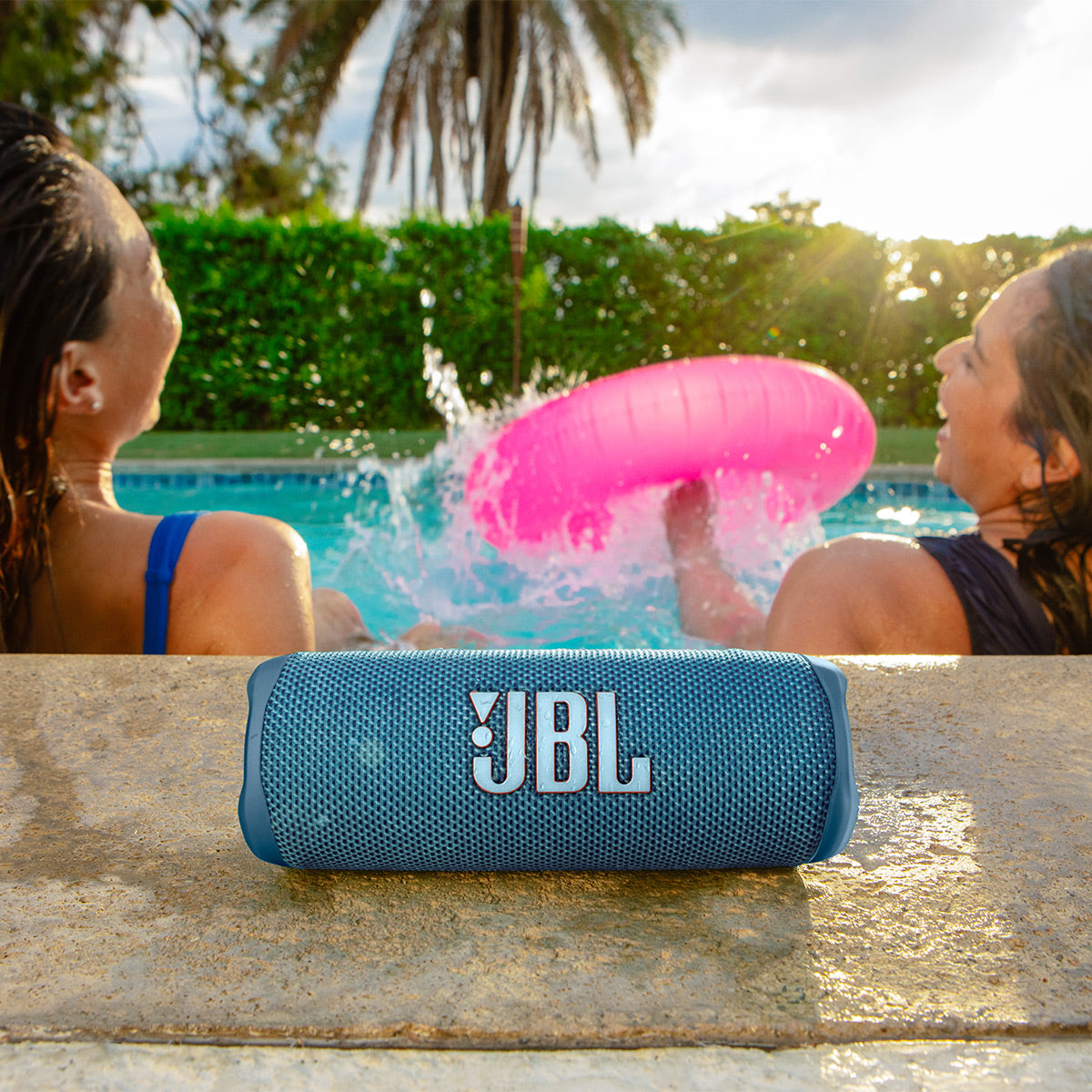 JBL Flip 6 Waterproof Portable Speaker with gSport Carbon Fiber Case (Blue)