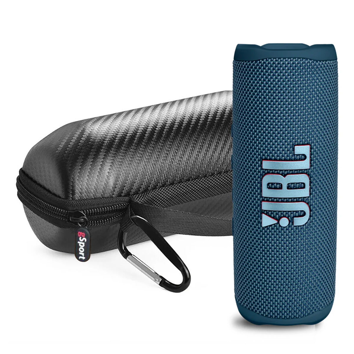 JBL Flip 6 Waterproof Portable Speaker with gSport Carbon Fiber Case (Blue)
