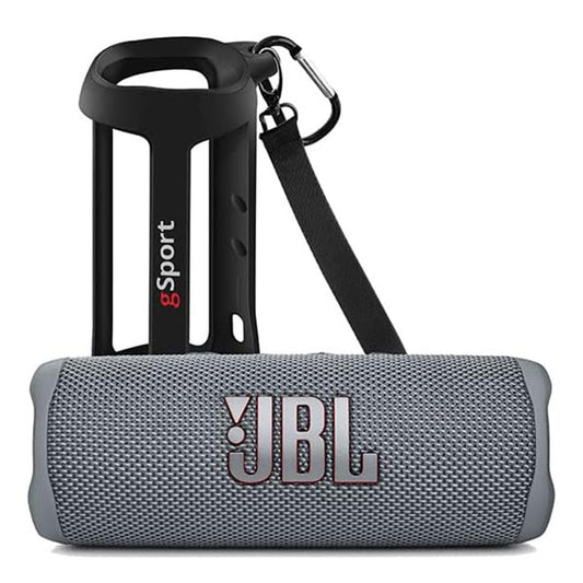 JBL Flip 6 Waterproof Portable Speaker with gSport Silicone Sleeve (Gray)