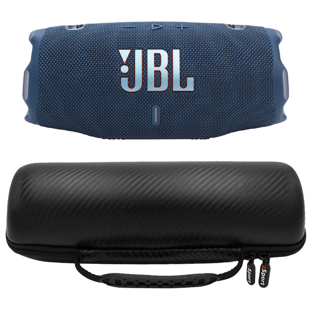 JBL CHARGE 6 Waterproof Portable Speaker Bundle with gSport Carbon Fiber Case (Blue)