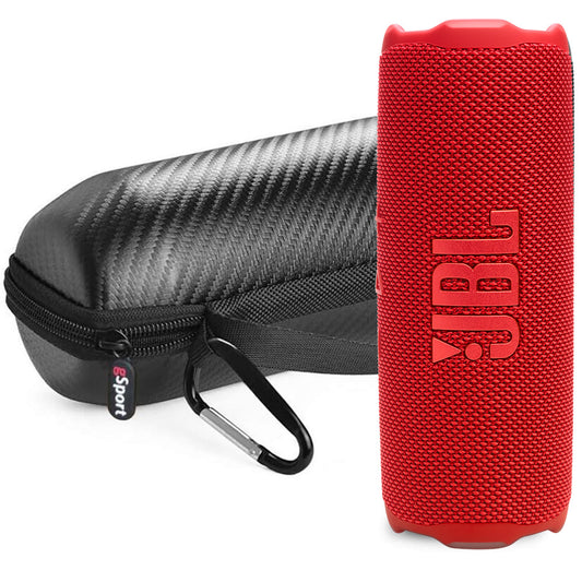 JBL FLIP 7 Waterproof Portable Speaker Bundle with gSport Carbon Fiber Case (Red)