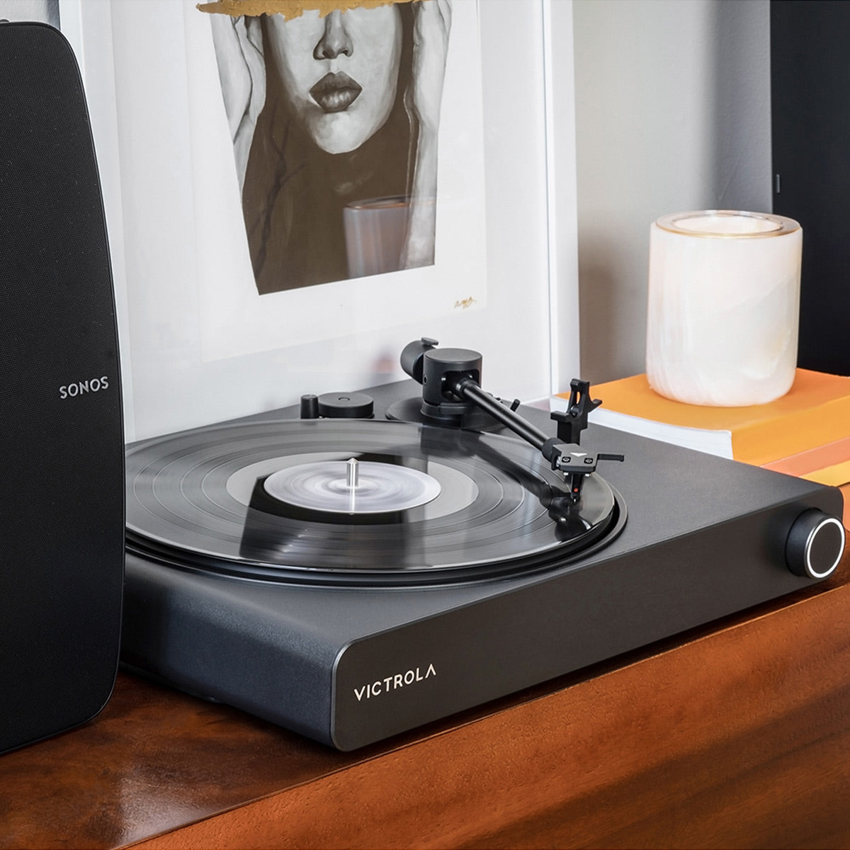 Victrola Stream Onyx 2-Speed Wireless Turntable - Works with Sonos