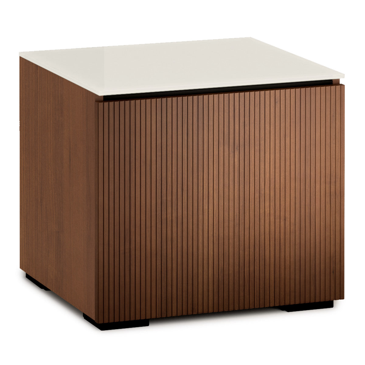 Salamander Designs Chameleon Collection Manhattan 217 Twin AV Cabinet (Medium Walnut Doors and Matte Taupe Glass Top)