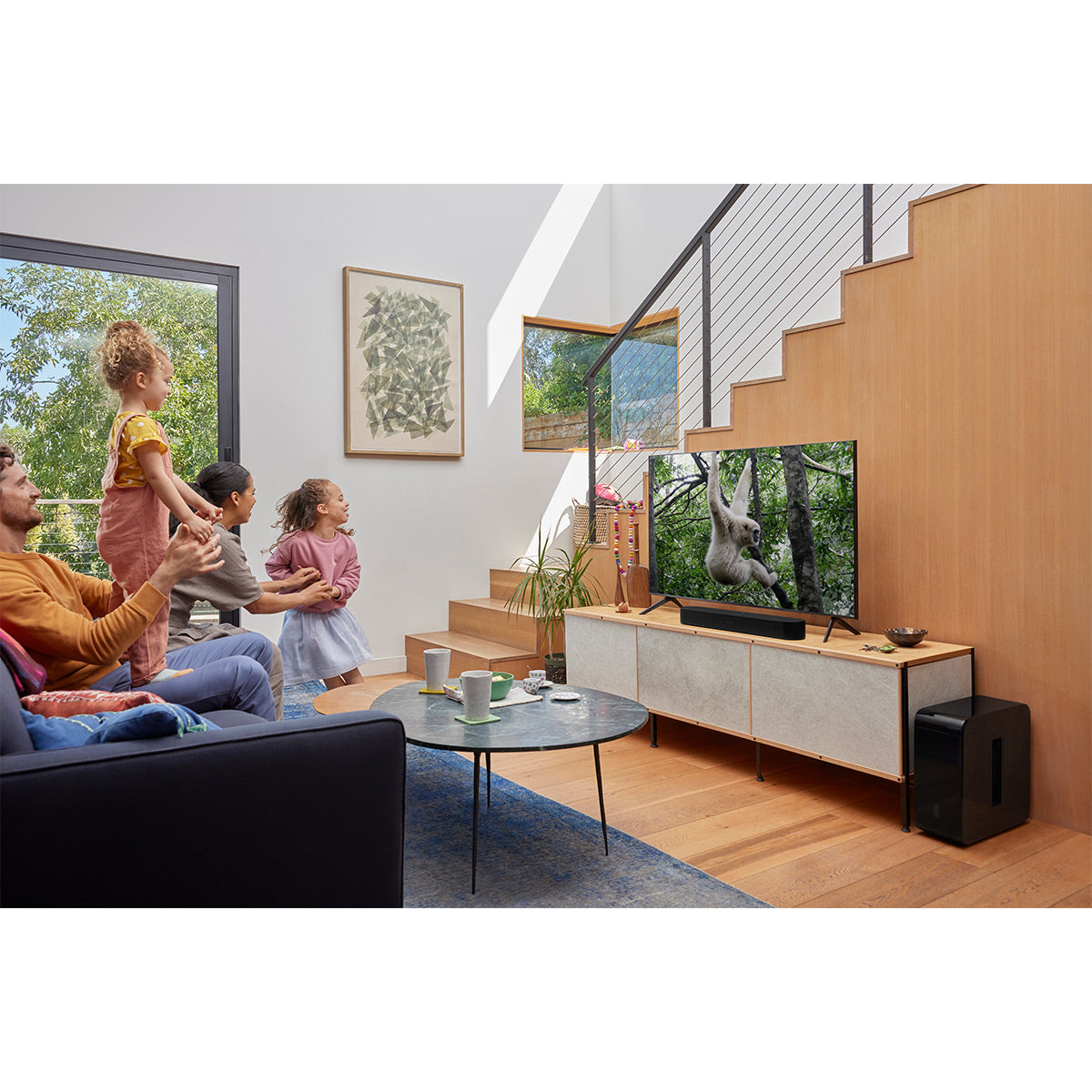 Sonos Beam Compact Smart Sound Bar with Flexson 32"-70" TV Cantilever Mount (Black)