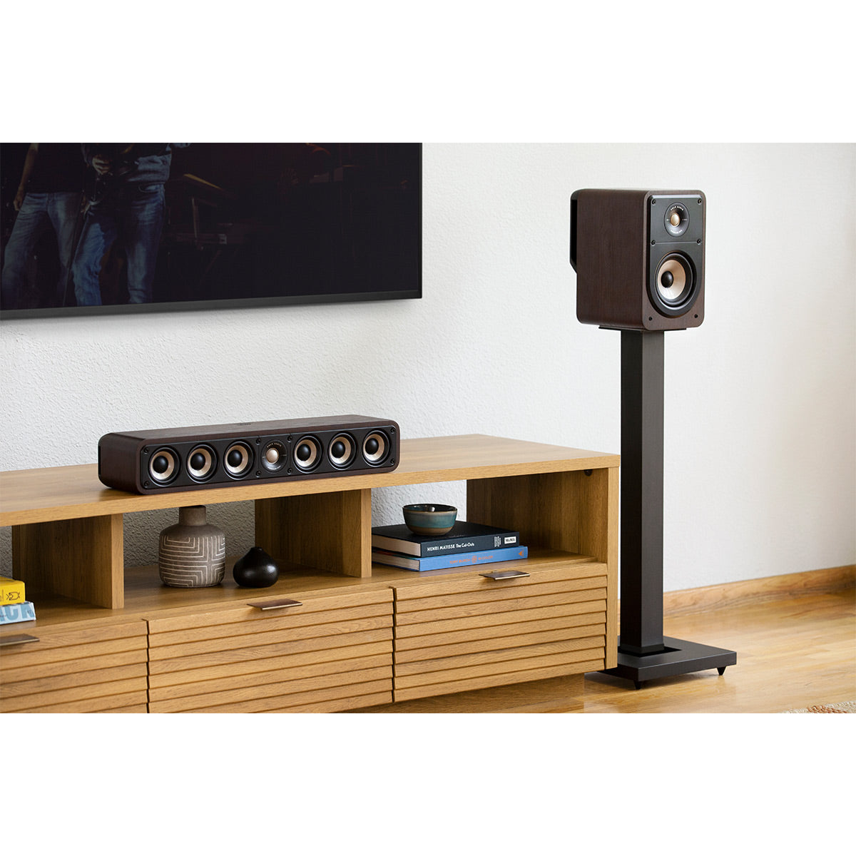Polk Audio Signature Elite ES35 Center Channel Speaker Cable Bundle (Walnut)