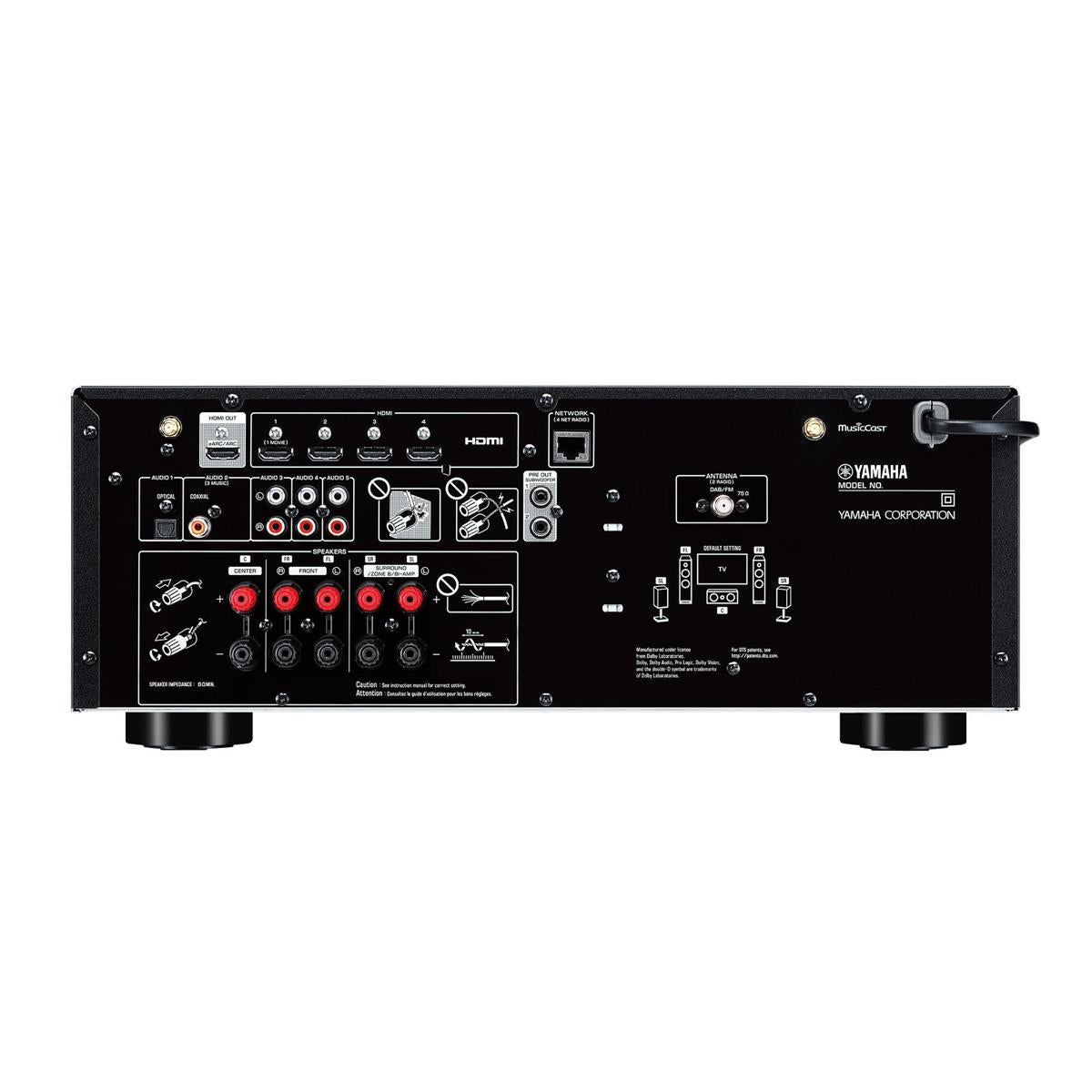 Yamaha RX-V4 5.2 Channel AV Receiver with AudioQuest SKY 3m HDMI Cable