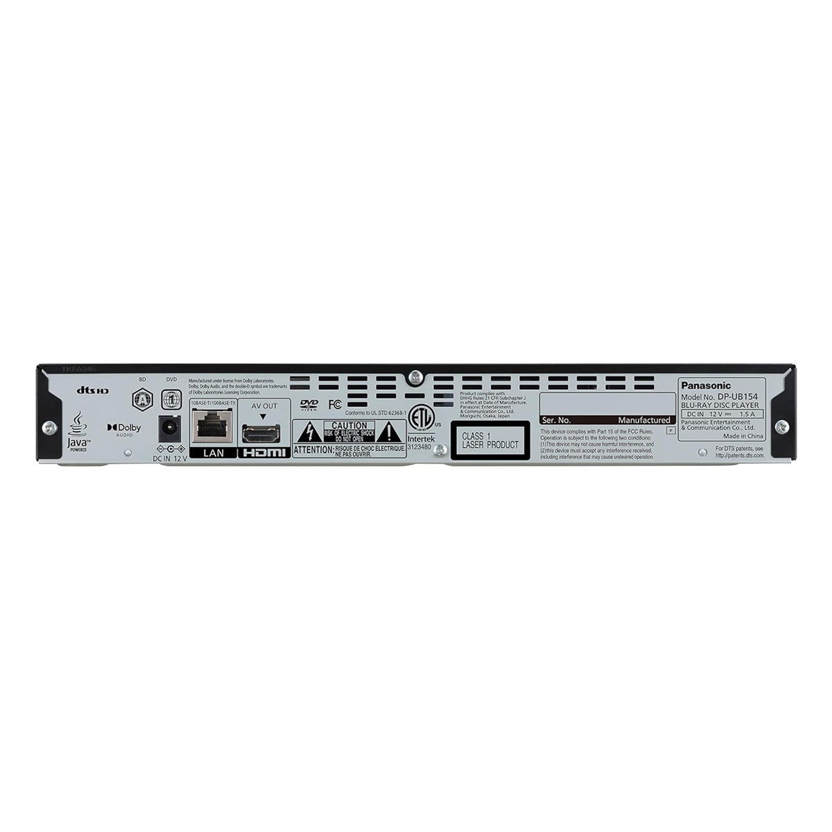 Panasonic DP-UB154P-K 4K Ultra HD DVD/CD/3D Blu-Ray Player with HDR10, Dolby Digital Plus, & Dolby TrueHD