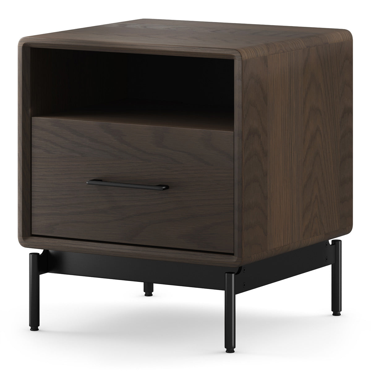 BDI LINQ 9181 22&rdquo; Nightstand with Top Slide and Integrated Power Station (Toasted Oak)